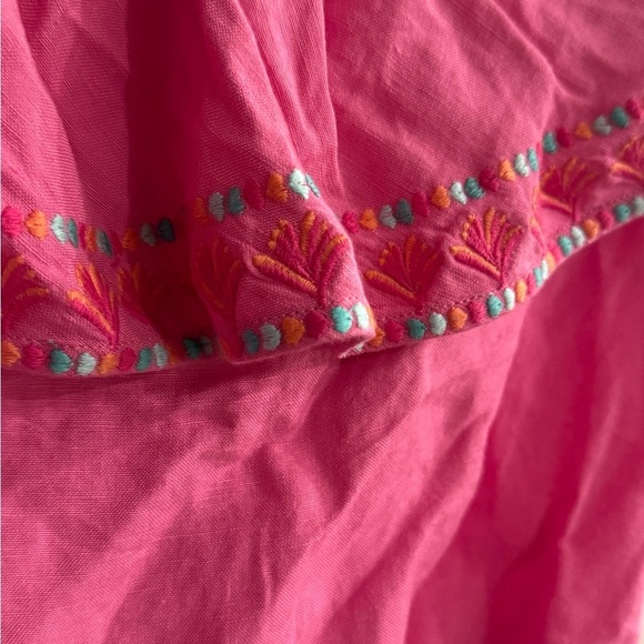 VINEYARD VINES Women’s Pink Embroidered Ruffle Popover Drawstring Romper Size M - Picture 3 of 6